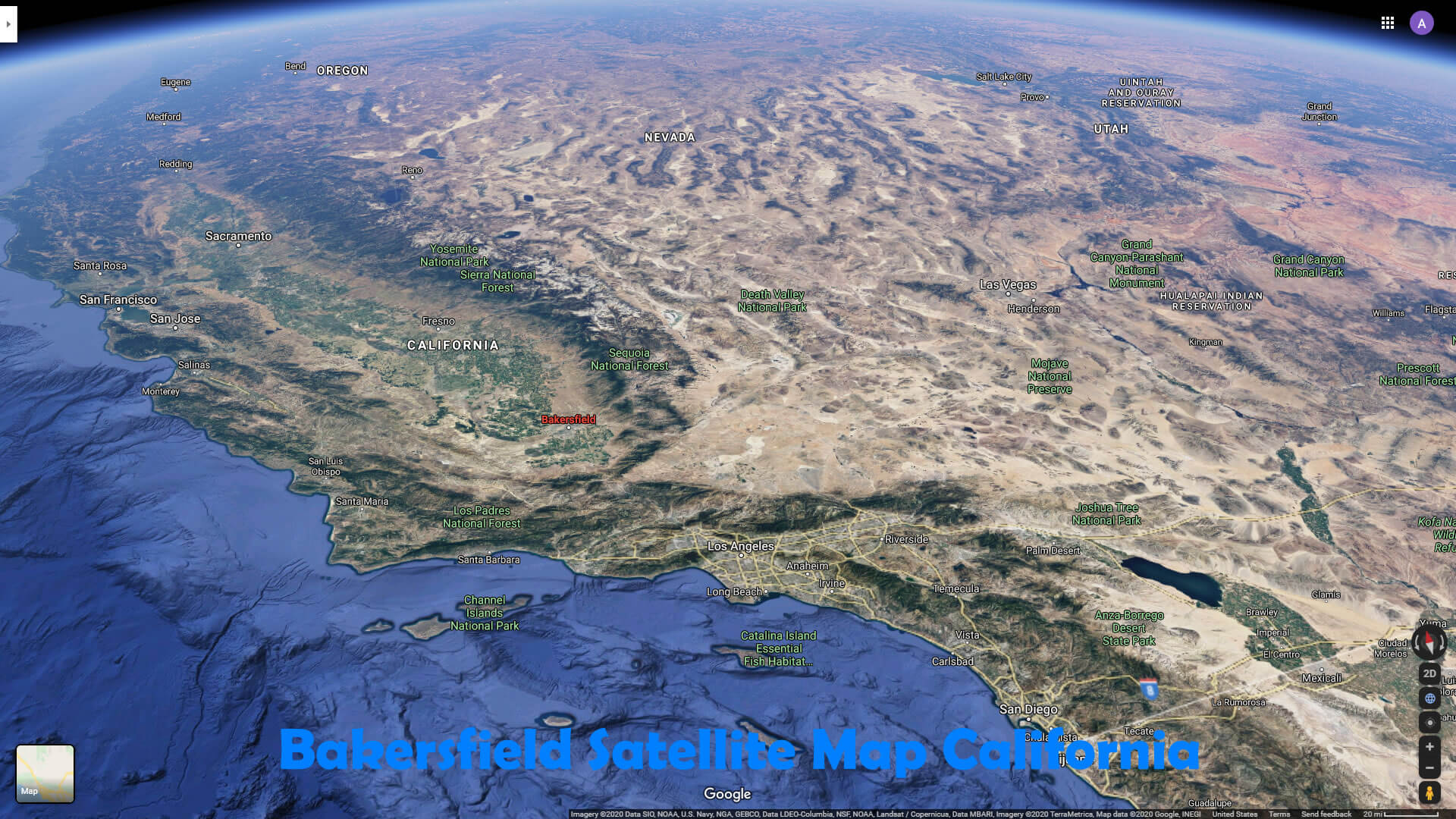 Bakersfield Satellite Map California 